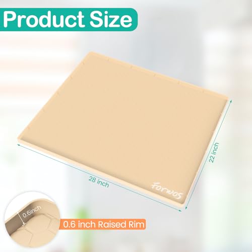 Silicone Under Sink Mat, 28"x22", Waterproof Cabinet Liner, Beige - color: Beige, size: 22"W x 28"L