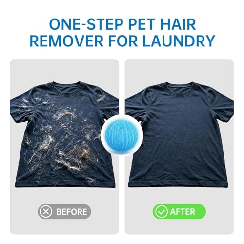 12 Pack Reusable Pet Hair Remover Laundry Balls, Safe for Washer & Dryer, Anti-Tangle Lint Catcher Balls for Dog Cat Hair, Clothes Bedding Blankets, Blue