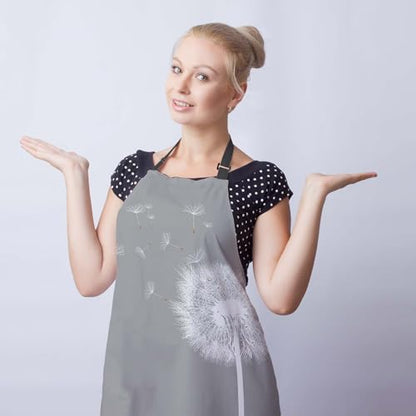Cooking Apron for Women Dandelion Kitchen Aprons for Men for Kitchen Restaurant BBQ Painting Crafting Gardening 27” (W) x 31” (H), Waterproof Apron - color: Dandelion