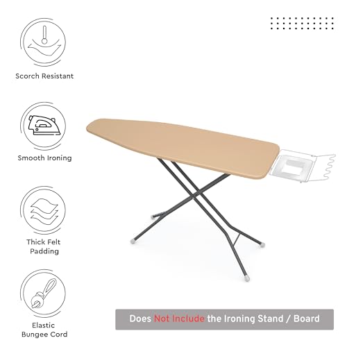 Encasa XO Ironing Board Cover and Pad 54"x15" Large, Scorch Resistant - color: Light Beige, size: Large (54"x15")