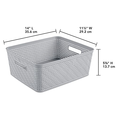 Sterilite 24 Pack Plastic Storage Bin Organization Containers, Short Baskets, Cement - color: Short Basket, size: 24 Pack
