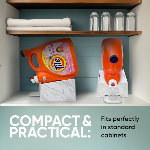Skywin Liquid Laundry Detergent Dispenser Holder with Drip Tray - 1 Pack - color: Marble