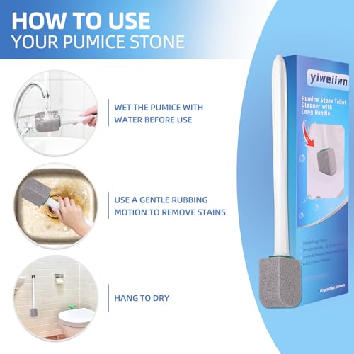 Pumice Stone Toilet Cleaner with Long Handle Pumice Stone Toilet Bowl Cleaner Rust and Grease Stain Clean Suitable for Toilets Bathroom Sink,BBQ 2Handle and 10Pumices Stones(Gray) - color: grey