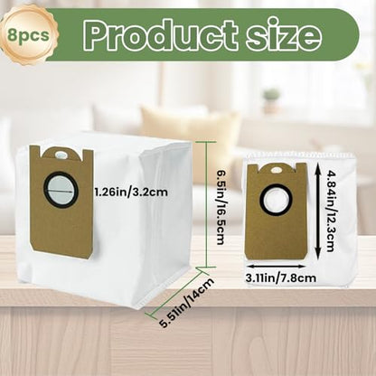 Robot Vacuum Dust Bags, Compatible with Laresar L6 Pro/L6 Nex, Honiture Q6 Pro, AIRROBO T10+, Neabot NOMO N2, iHome AutoVac Nova S1 Pro (8 Pack,)