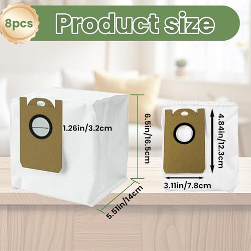 Robot Vacuum Dust Bags, Compatible with Laresar L6 Pro/L6 Nex, Honiture Q6 Pro, AIRROBO T10+, Neabot NOMO N2, iHome AutoVac Nova S1 Pro (8 Pack,)