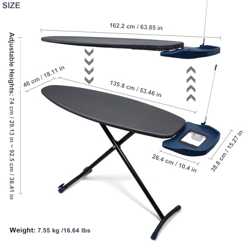 Duwee 18"×53" Extra Wide Ironing Board with Retractable Iron Rest - size: 18"×53"