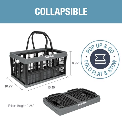 CleverMade Collapsible Shopping Basket - 16L - Ocean (3PK) - color: Ocean, size: 16L (4 Gal)