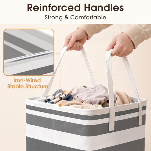 HomeHacks 2 Pack Large Laundry Baskets, Laundry Hampers Bags (Grey 75Lx2) - color: Grey, size: 75L