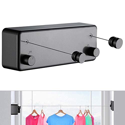 JOOM Retractable Clothesline Indoor,Dual 2 x 13.8 FT Clothes Lines,Black T - color: Black T