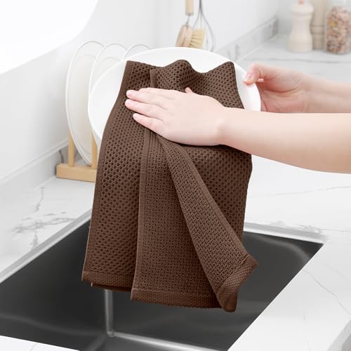 Homaxy 100% Cotton Waffle Weave Kitchen Dish Towels 8-Pack, Coffee - color: Coffee, size: 13 X 28 - 8 Pack