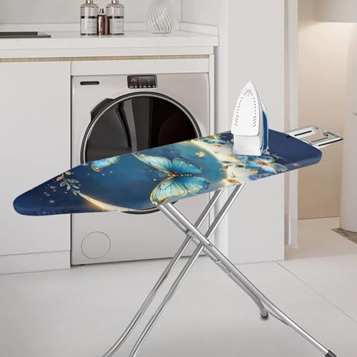 Butterfly Flower Ironing Board Cover and Padding 15 x 54 Non-Slip Ironing Board Protective Ironing Pad Cover Built in Ironing Board Sleeve Home Decor Party Favors Moon Blue - color: Butterfly Flower Blue