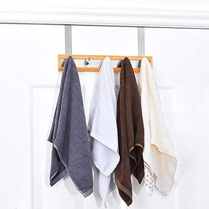 ToiletTree Products Bamboo Stainless Steel Over-the-Door Towel Hooks - Durable Coat, Clothes, and Towel Rack to Use in the Bathroom, Laundry Room, and Closet - 5 Hooks - size: 5 Hook