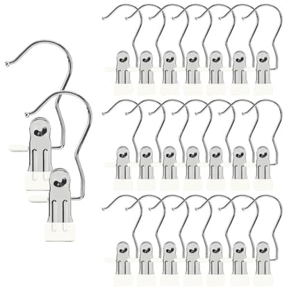Hangers Clips,Stainless Hooks for Closet Hooks,Laundry Hanging Hooks,Travel Portable Clothes,Boot Tall Towel Hats Socks Pants and Bras (30, Pure White) - color: Pure White