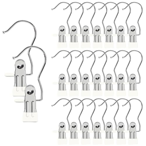 Hangers Clips,Stainless Hooks for Closet Hooks,Laundry Hanging Hooks,Travel Portable Clothes,Boot Tall Towel Hats Socks Pants and Bras (30, Pure White) - color: Pure White
