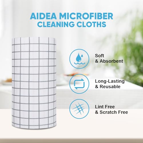 AIDEA Microfiber Cleaning Cloth Roll-50PK, Reusable Paper Towels 11.5×11.5" - color: Printed