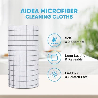 AIDEA Microfiber Cleaning Cloth Roll-50PK, Reusable Paper Towels 11.5×11.5" - color: Printed