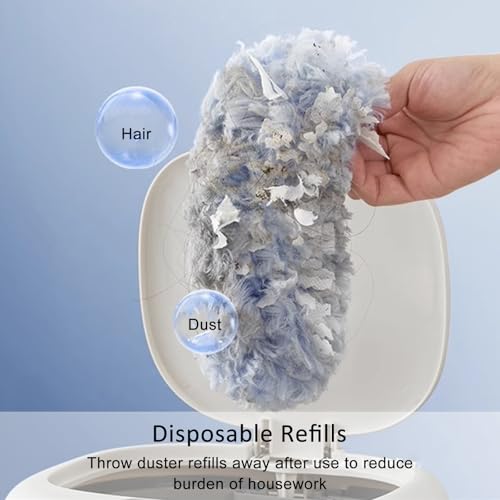 30 Duster Refills with 3.6FT Extension Pole, 360° Disposable Dusters Refills Compatible with Swiffer for Cleaning Furniture, Blinds, Ceiling Fans, Walls