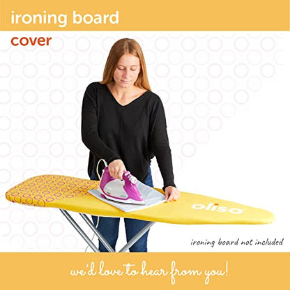 oliso Ironing Board Cover and Pad - 100% Cotton - Standard 15 x 54 - color: Yellow/Orchid
