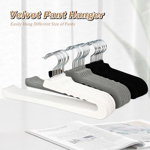 Velvet Pant Hangers Open End,8 Pack Non Slip Black Felt Trouser Hangers - color: Black