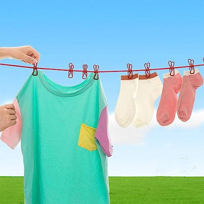 ALINNA Retractable Portable Clothesline, Travel Clothesline with 12 Clothespins for Indoor Laundry Drying, Outdoor Camping Accessories (Rose red) - style: Rose red