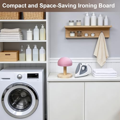 Bra Wooden Ironing Board, Mini Soft Padded Sleeve Pressing Board with Round Base, Tailor’s Hams with Removable Cotton Cover for Small Table Top Pressing Pad, Long-7.1 Inch, Pink - color: Pink
