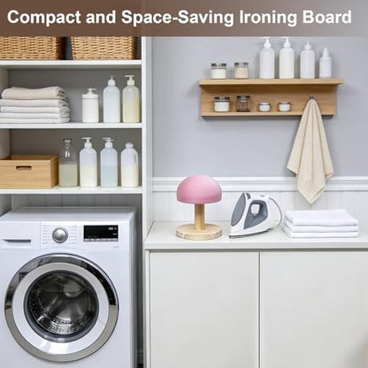 Bra Wooden Ironing Board, Mini Soft Padded Sleeve Pressing Board with Round Base, Tailor’s Hams with Removable Cotton Cover for Small Table Top Pressing Pad, Long-7.1 Inch, Pink - color: Pink