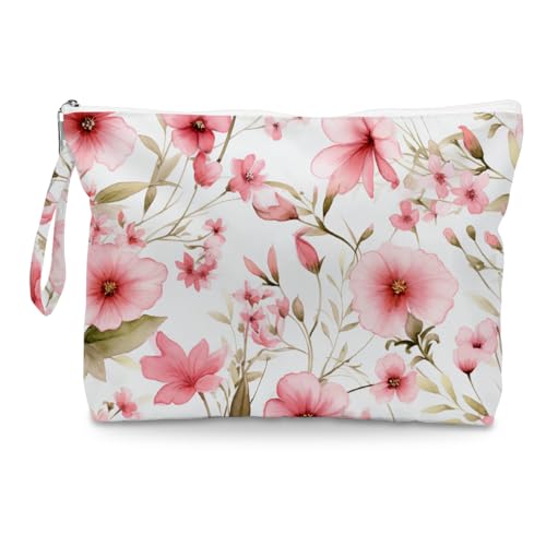 Fokongna Floral Print Wet Bag, Small Portable Waterproof Multi-Functional Organizer for Women, Pink Watercolor Blossom, Ideal for Daily, Beach & Travel - color: Pink Watercolor Blossom