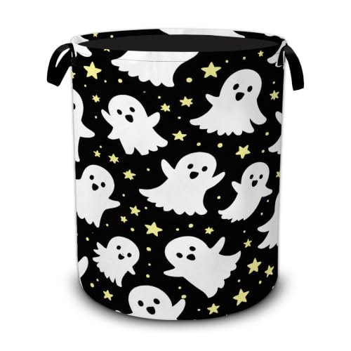 Ghosts Laundry Basket with Handles,Halloween Foldable Oxford Laundry Hamper,Collapsible Clothes Storage Basket for Laundry Room/Bathroom/Bedroom/Dormitories 20.8 x 16 Inches - color: Ghosts Halloween