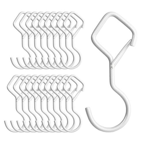Heavy Duty S Hooks for Hanging with Lock, 4.72 Inch Metal Screw Hooks for Plants, Kitchen Utensils, Bags, Towels, and Outdoor Storage, Plant Hangers and Hanging Hooks (White, 20 pcs) - color: White, size: 20 Pieces
