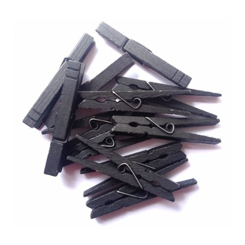 LWR CRAFTS Large Wooden Clothespins 3-5/16" (8.4cm), 30 Pack, Black Painted Finish – for Crafts, Photo Display & Light Hanging - color: Black