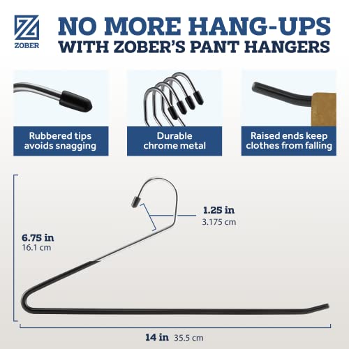 Zober Pants Hangers Non Slip - Open Ended Pants and Jean Hangers for Closet - Space Saving Clothes Hanger - Strong, Durable, Metal Pant Hangers (Black 2O Pack) (Pack of 2) - size: 2O Pack (Pack of 2)
