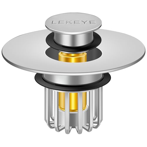 LEKEYE Bathroom Sink Stopper | Shower Drain Hair Catcher | Pop-up Sink Drain Stopper with Strainer | Bathroom Sink Plug for 1-1/8 to 1-1/2" Sink Drain Hole- Pearl Chrome