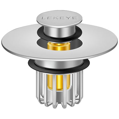 LEKEYE Bathroom Sink Stopper | Shower Drain Hair Catcher | Pop-up Sink Drain Stopper with Strainer | Bathroom Sink Plug for 1-1/8 to 1-1/2" Sink Drain Hole- Pearl Chrome