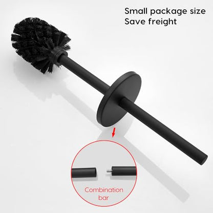 Black Toilet Brush with Dual-Purpose wall-Mounted Bracket - color: Black