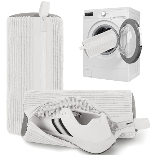Shoe Washing Machine Bag Shoe Laundry Bags for Sneakers Reusable 2pc Shoes Cleaning Bags 360° Deep Clean for All Shoes Types With Invisible Zipper - color: White 2pcs
