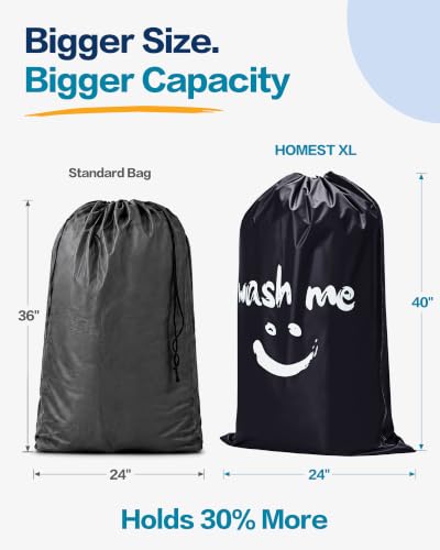 HOMEST XL Laundry Bag 28" x 40", Extra Large Dirty Clothes Organizer - color: (1 Pack - Wash Me) Black