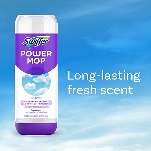 Swiffer PowerMop Liquid Floor Cleaner Refills, Solution for Power Mop, Fresh Scent, 2 Count Mopping Fluid Replacement Bottle, Spray Mops Cleaning Juice, No Bucket Needed, Multi-Surface and Wood - size: 25.35 Fl Oz (Pack of 2)