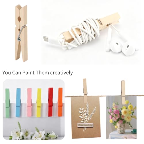 50Pcs Large Wooden Clothes Pins 2.9 Inch, Natural Wood Clips for Crafts, Classroom Projects, Chip Bags, Heavy Duty Spring - color: Wood-50pcs-2.9inch