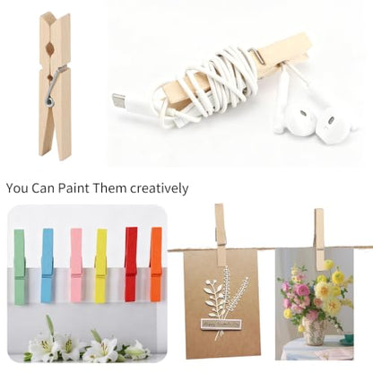 50Pcs Large Wooden Clothes Pins 2.9 Inch, Natural Wood Clips for Crafts, Classroom Projects, Chip Bags, Heavy Duty Spring - color: Wood-50pcs-2.9inch