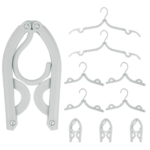 uxcell 10 Pcs Portable Travel Hangers, Plastic Foldable Hangers Cruise Essentials Clothes Drying Rack for Camping Flying Suitcase Travel Accessories Road Trip Hotel, Gray - color: Gray