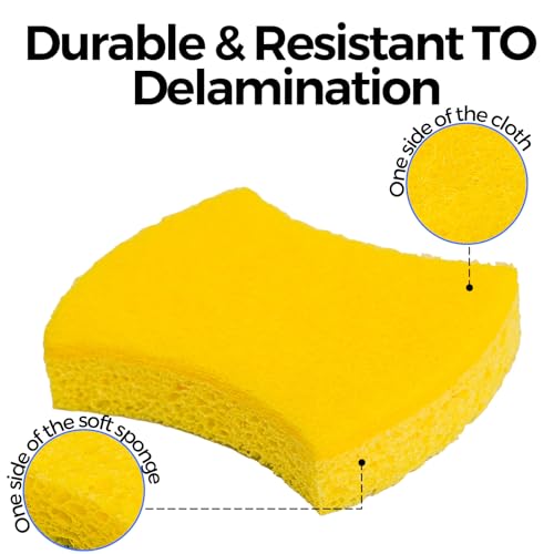 6-Pack Non-Scratch Kitchen Sponges – Durable Dish Sponges for Dishes, Pots, and Pans, Perfect for Cleaning Stainless Steel, Dishwashing, and More, Yellow - color: Yellow
