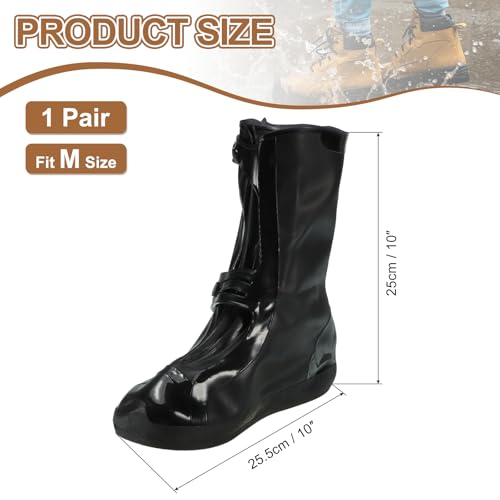 HARFINGTON Waterproof Shoes Cover M (US 5) Rain Galoshes w Double Buckle - color: Black, size: M (US 5)