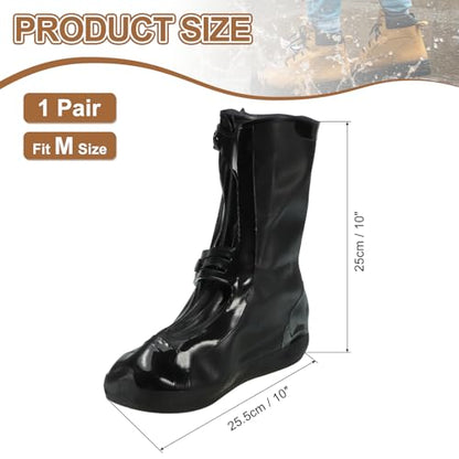 HARFINGTON Waterproof Shoes Cover M (US 5) Rain Galoshes w Double Buckle - color: Black, size: M (US 5)