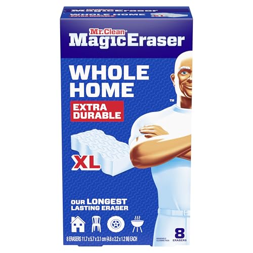 Mr. Clean Magic Eraser Sponge, All Purpose Cleaner, Long Lasting Cleaning Scrubber, Wall, Sneaker, Oven, Kitchen, Bathroom, Shower Cleaner, Cleaning Supplies, Whole Home Extra Durable XL, 8ct - size: 8 Count