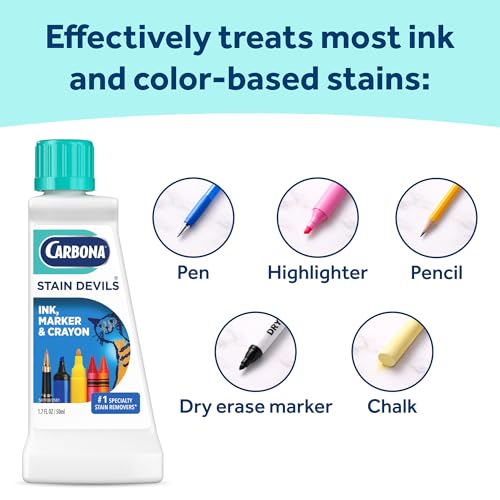 Carbona Stain Devils #3 (1.7 Fl Oz), Targeted Spot Cleaner for Ink, Marker & Crayon Stains, Safe on Skin & Washable Fabrics - size: 1.7 Fl Oz (Pack of 1)