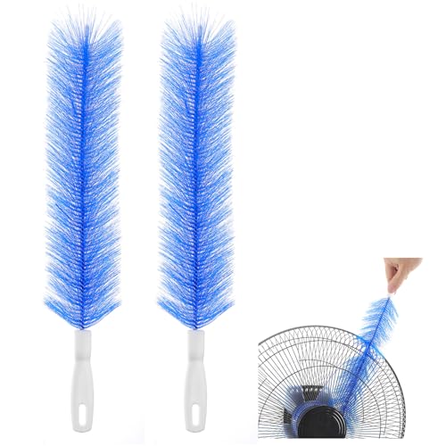 Yuanchu 2 Pcs Fan Cleaner Brushes, Bendable Fan Cleaning Brush Cobweb Duster Set Microfiber Head Washable Brush for Ceiling Fan Air Vents Curtains Cars Box Fan(Blue) - color: Blue