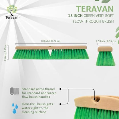 Teravan Green Flow Through Essential Flagged-End Brush Head, 18-Inch - size: 18 Inch