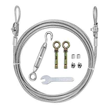 MHY 10Ft Heavy Clotheslines,Outdoors 304 Stainless Steel Clothes Line,Heavy Duty Cable Wire Rope with Retractable System，Windproof Clothes Rope for Outdoor/Indoor/Home/Drying/Curtain Hanging - size: 10ft