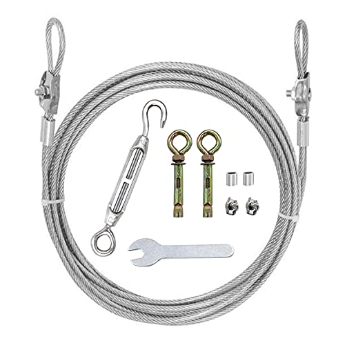 MHY 16Ft Heavy Clotheslines,Outdoors 304 Stainless Steel Clothes Line,Heavy Duty Cable Wire Rope with Retractable System，Windproof Clothes Rope for Outdoor/Indoor/Home/Drying/Curtain Hanging - size: 16ft