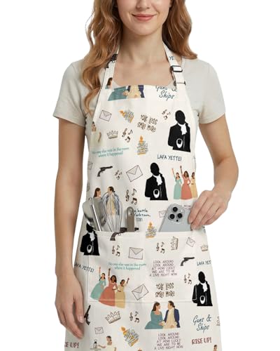 Women Apron, Cute Kitchen Aprons for Women, Girls - color: Beige Broadway Musical Theater
